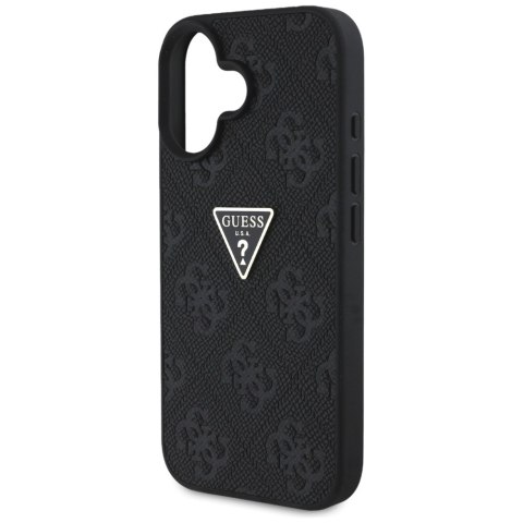 Guess nakładka Hardcase PU Grained Hot Stamp 4G Triangle Metal do iPhone 16 6,1" Czarna Guess nakładka Hardcase PU Grained Hot Stamp 4G Triangle Metal do iPhone 16 6,1" Czarna