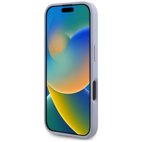 Guess nakładka Hardcase PU Grained Hot Stamp 4G Triangle Metal do iPhone 16 6,1" Fioletowa