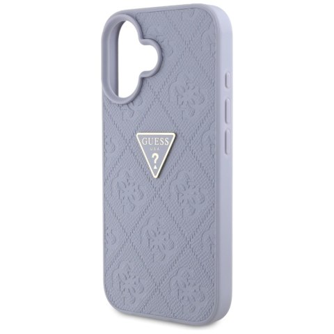 Guess nakładka Hardcase PU Grained Hot Stamp 4G Triangle Metal do iPhone 16 6,1" Fioletowa