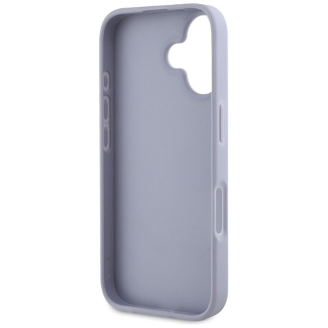 Guess nakładka Hardcase PU Grained Hot Stamp 4G Triangle Metal do iPhone 16 6,1" Fioletowa