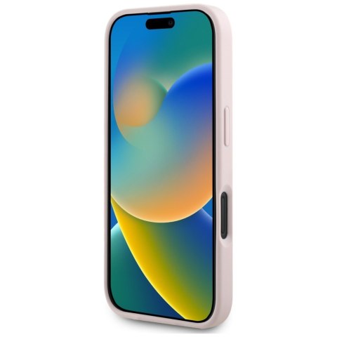 Guess nakładka Hardcase PU Grained Hot Stamp 4G Triangle Metal do iPhone 16 6,1" Różowa Guess nakładka Hardcase PU Grained Hot Stamp 4G Triangle Metal do iPhone 16 6,1" Różowa