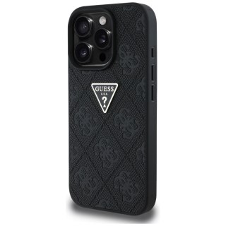 Guess nakładka Hardcase PU Grained Hot Stamp 4G Triangle Metal do iPhone 16 Pro 6,3" Czarna