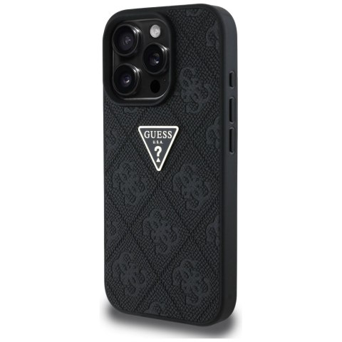 Guess nakładka Hardcase PU Grained Hot Stamp 4G Triangle Metal do iPhone 16 Pro 6,3" Czarna
