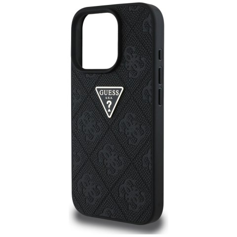 Guess nakładka Hardcase PU Grained Hot Stamp 4G Triangle Metal do iPhone 16 Pro 6,3" Czarna