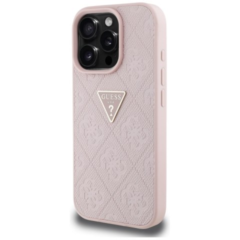 Guess nakładka Hardcase PU Grained Hot Stamp 4G Triangle Metal do iPhone 16 Pro 6,3" Różowa Guess nakładka Hardcase PU Grained Hot Stamp 4G Triangle Metal do iPhone 16 Pro 6,3" Różowa