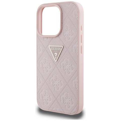 Guess nakładka Hardcase PU Grained Hot Stamp 4G Triangle Metal do iPhone 16 Pro 6,3" Różowa Guess nakładka Hardcase PU Grained Hot Stamp 4G Triangle Metal do iPhone 16 Pro 6,3" Różowa