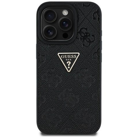 Guess nakładka Hardcase PU Grained Hot Stamp 4G Triangle Metal do iPhone 16 Pro Max 6,9" Czarna