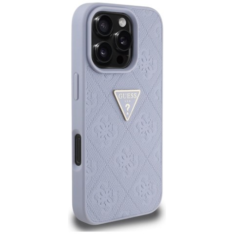Guess nakładka Hardcase PU Grained Hot Stamp 4G Triangle Metal do iPhone 16 Pro Max 6,9" Fioletowa