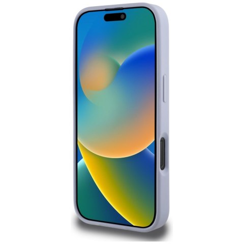 Guess nakładka Hardcase PU Grained Hot Stamp 4G Triangle Metal do iPhone 16 Pro Max 6,9" Fioletowa