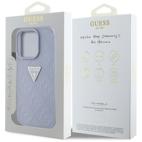 Guess nakładka Hardcase PU Grained Hot Stamp 4G Triangle Metal do iPhone 16 Pro Max 6,9" Fioletowa