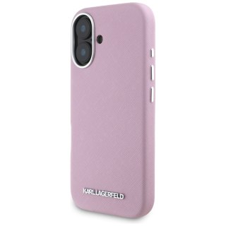 Karl Lagerfeld nakładka Hardcase MagSafe FW Saffiano Metal Logo do iPhone 16 6,1" Różowa