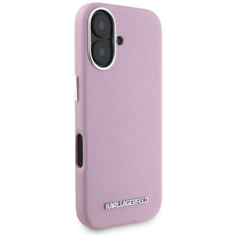 Karl Lagerfeld nakładka Hardcase MagSafe FW Saffiano Metal Logo do iPhone 16 6,1" Różowa