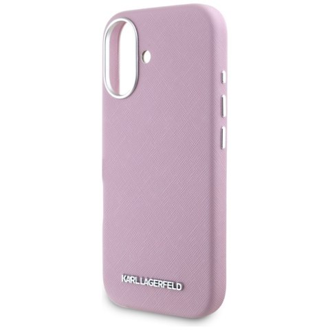 Karl Lagerfeld nakładka Hardcase MagSafe FW Saffiano Metal Logo do iPhone 16 6,1" Różowa