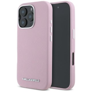 Karl Lagerfeld nakładka Hardcase MagSafe FW Saffiano Metal Logo do iPhone 16 Pro 6,3" Różowa