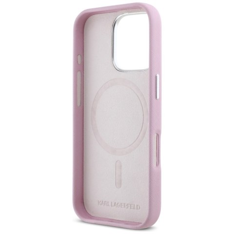 Karl Lagerfeld nakładka Hardcase MagSafe FW Saffiano Metal Logo do iPhone 16 Pro 6,3" Różowa Karl Lagerfeld nakładka Hardcase MagSafe FW Saffiano Metal Logo do iPhone 16 Pro 6,3" Różowa