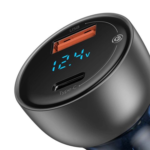 Baseus ładowarka samochodowa Particular PD 65W 1x USB 1x USB-C przeźroczysta Baseus ładowarka samochodowa Particular PD 65W 1x USB 1x USB-C przeźroczysta
