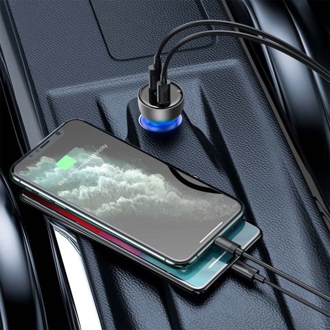 Baseus ładowarka samochodowa Particular PD 65W 1x USB 1x USB-C przeźroczysta Baseus ładowarka samochodowa Particular PD 65W 1x USB 1x USB-C przeźroczysta