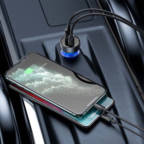 Baseus ładowarka samochodowa Particular PD 65W 1x USB 1x USB-C szara Baseus ładowarka samochodowa Particular PD 65W 1x USB 1x USB-C szara