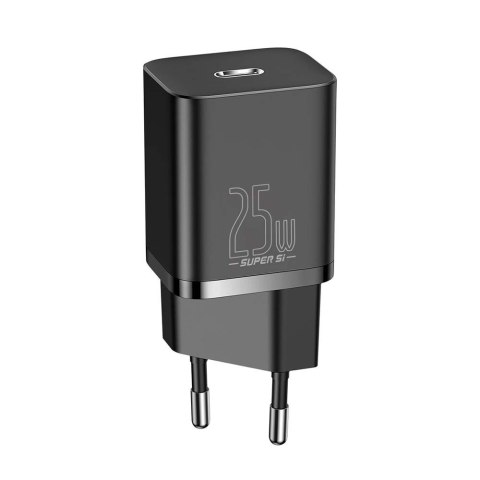 Baseus ładowarka sieciowa Super Si PD 25W 1x USB-C czarna + kabel USB-C - USB-C Baseus ładowarka sieciowa Super Si PD 25W 1x USB-C czarna + kabel USB-C - USB-C