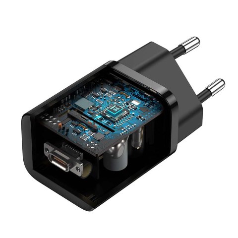 Baseus ładowarka sieciowa Super Si PD 25W 1x USB-C czarna + kabel USB-C - USB-C Baseus ładowarka sieciowa Super Si PD 25W 1x USB-C czarna + kabel USB-C - USB-C