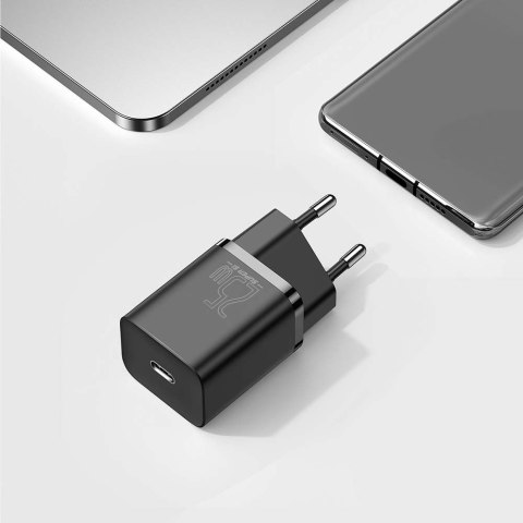 Baseus ładowarka sieciowa Super Si PD 25W 1x USB-C czarna + kabel USB-C - USB-C Baseus ładowarka sieciowa Super Si PD 25W 1x USB-C czarna + kabel USB-C - USB-C