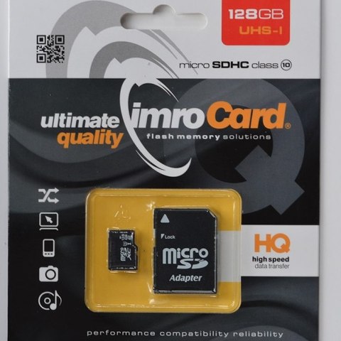 Imro karta pamięci 128GB microSDXC kl. 10 UHS-3 + adapter Imro karta pamięci 128GB microSDXC kl. 10 UHS-3 + adapter