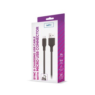 Setty kabel USB - microUSB 1,0 m 1A czarny NEW