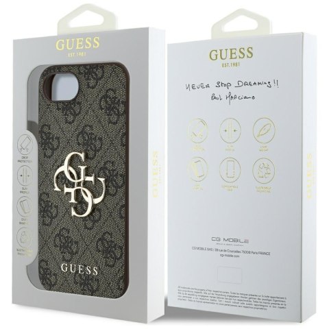 Guess Nakładka HC 4G PU Big Logo do iPhone 16e Brązowa Guess Nakładka HC 4G PU Big Logo do iPhone 16e Brązowa
