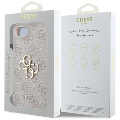 Guess Nakładka HC 4G PU Big Logo do iPhone 16e Różowa