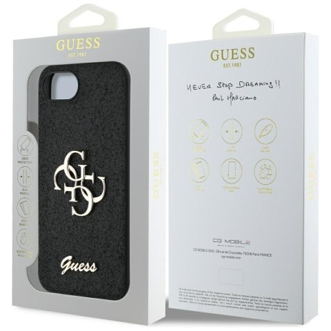 Guess Nakładka HC Fixed Glitter Big 4G do iPhone 16e Czarna Guess Nakładka HC Fixed Glitter Big 4G do iPhone 16e Czarna