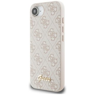 Guess Nakładka HC MagSafe 4G PU Script Logo do iPhone 16e Różowa