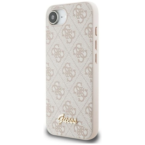 Guess Nakładka HC MagSafe 4G PU Script Logo do iPhone 16e Różowa