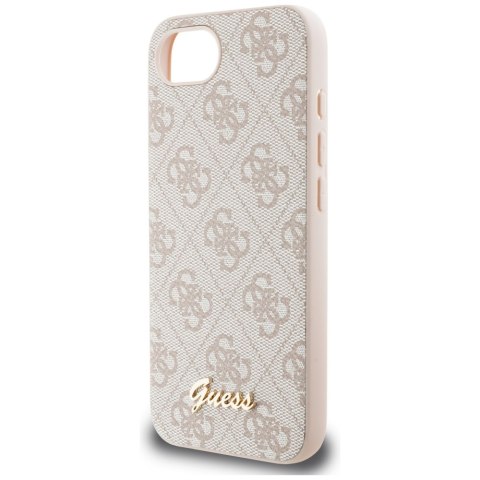 Guess Nakładka HC MagSafe 4G PU Script Logo do iPhone 16e Różowa