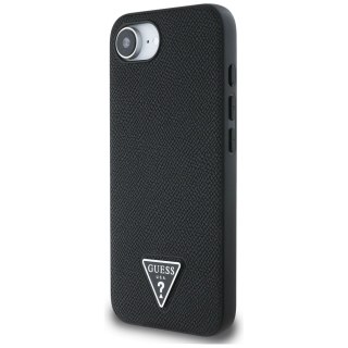 Guess Nakładka HC MagSafe Grained PU Triangle Logo do iPhone 16e Czarna