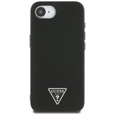 Guess Nakładka HC MagSafe Grained PU Triangle Logo do iPhone 16e Czarna