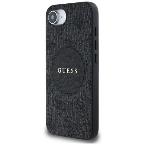 Guess Nakładka HC MagSafe PU 4G Circle with Classic Logo do iPhone 16e Czarna