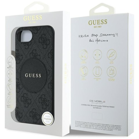 Guess Nakładka HC MagSafe PU 4G Circle with Classic Logo do iPhone 16e Czarna