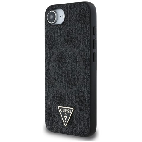 Guess Nakładka HC MagSafe PU 4G Ring Triangle Logo do iPhone 16e Czarna