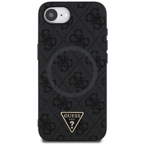 Guess Nakładka HC MagSafe PU 4G Ring Triangle Logo do iPhone 16e Czarna