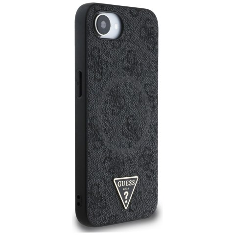 Guess Nakładka HC MagSafe PU 4G Ring Triangle Logo do iPhone 16e Czarna