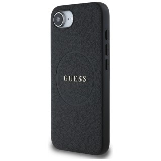 Guess Nakładka HC MagSafe PU Grained Gold Ring do iPhone 16e Czarna