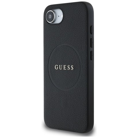 Guess Nakładka HC MagSafe PU Grained Gold Ring do iPhone 16e Czarna