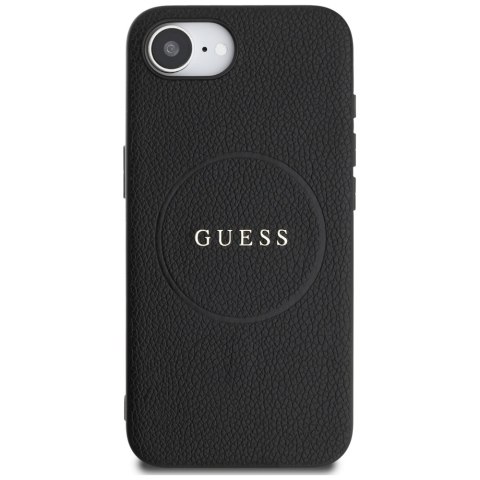 Guess Nakładka HC MagSafe PU Grained Gold Ring do iPhone 16e Czarna