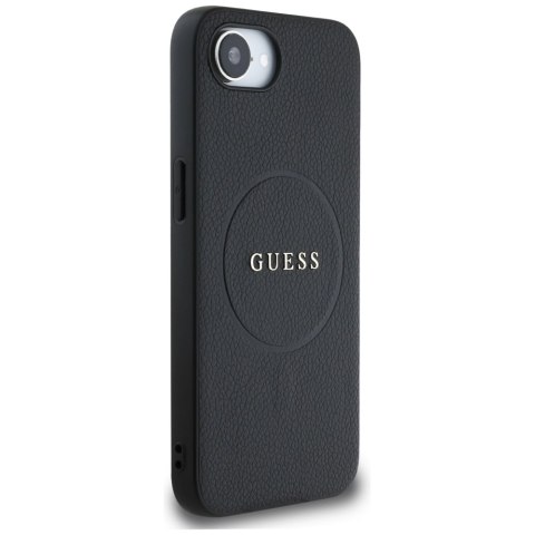 Guess Nakładka HC MagSafe PU Grained Gold Ring do iPhone 16e Czarna