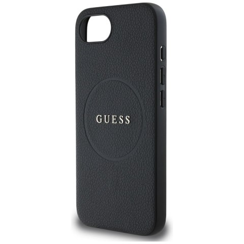 Guess Nakładka HC MagSafe PU Grained Gold Ring do iPhone 16e Czarna