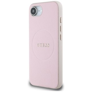 Guess Nakładka HC MagSafe PU Grained Gold Ring do iPhone 16e Różowa