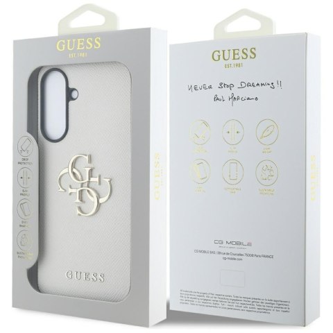 Guess Nakładka HC PU Grained Big 4G and Classic Logo do Samsung Galaxy A56 Beżowa