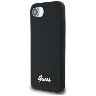 Guess Nakładka HC Silicone Script Metal Logo do iPhone 16e Czarna