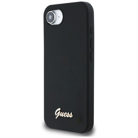 Guess Nakładka HC Silicone Script Metal Logo do iPhone 16e Czarna