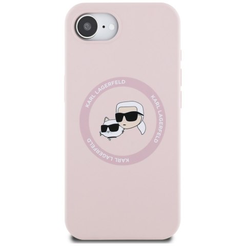 Karl Lagerfeld Nakładka HC MagSafe Silicone Double Heads do iPhone 16e Różowa